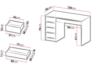 Scrivania "Ada" – 120 x 75 x 55 cm – Bianco