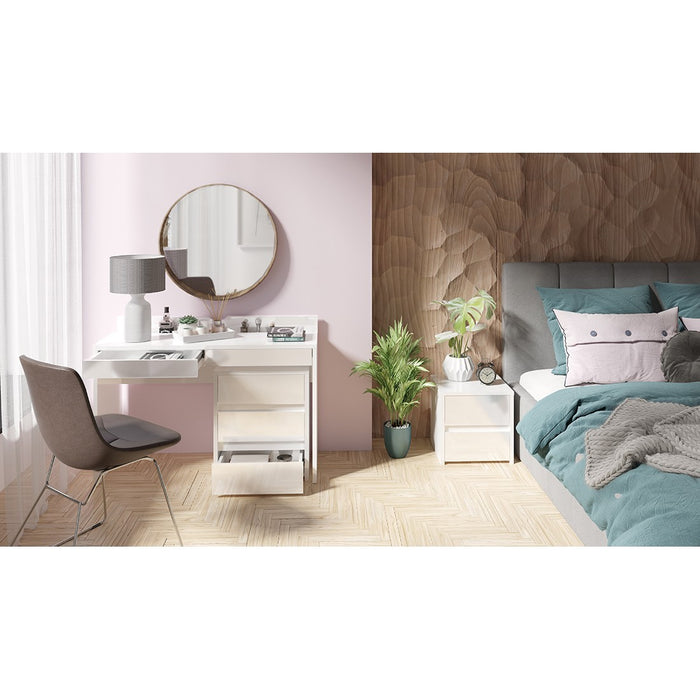Scrivania, Toeletta design con due cassetti collezione SHERRY colore bianco finitura lucida