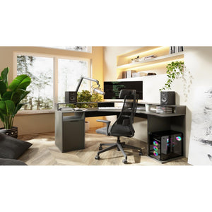 Scrivania ad Angolo 1 Porta GRAPHIX - 139 cm - Grigio Grafite - Collezione GRAPHIX