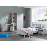 Scrivania per bambini robusta con 3 cassetti, collezione MATHEO, colore grigio effetto legno