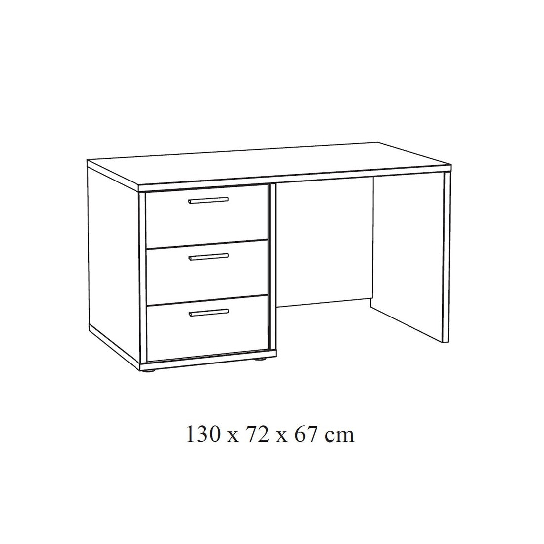 Scrivania per bambini robusta con 3 cassetti, collezione MATHEO, colore grigio effetto legno