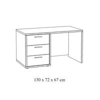 Scrivania per bambini robusta con 3 cassetti, collezione MATHEO, colore grigio effetto legno