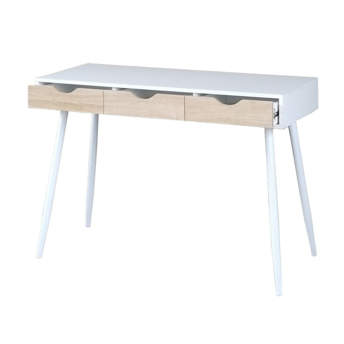 Scrivania FLORIDA stile scandinavo con 3 cassetti colore bianco