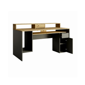 Scrivania per computer 160cm collezione ROXI colore quercia e grigio con spazi di archiviazione