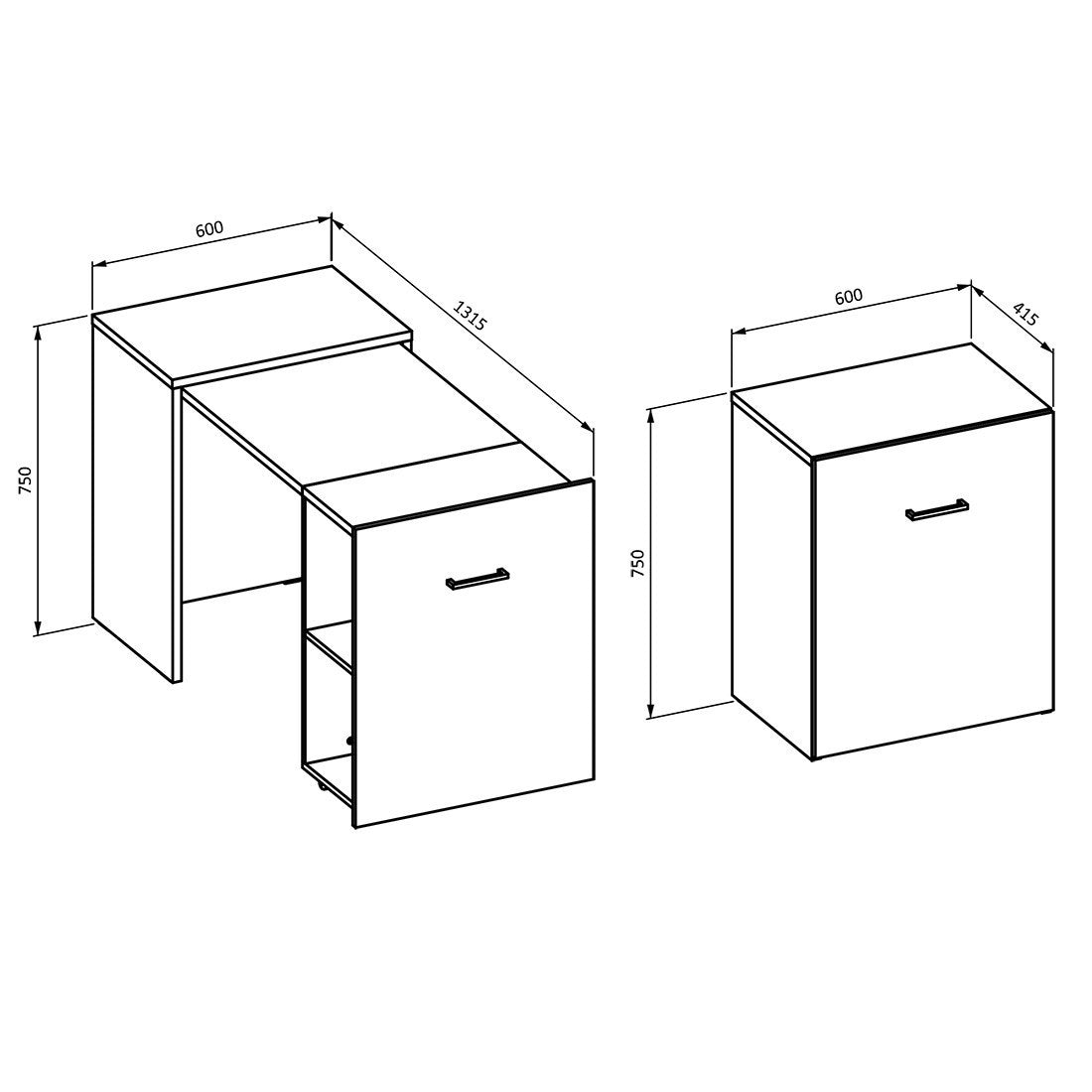 Scrivania pieghevole per piccoli spazi, collezione FLIP, colore bianco.