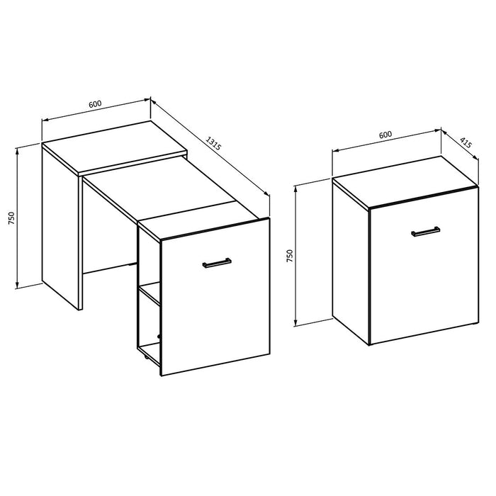 Scrivania pieghevole per piccoli spazi, collezione FLIP, colore bianco.