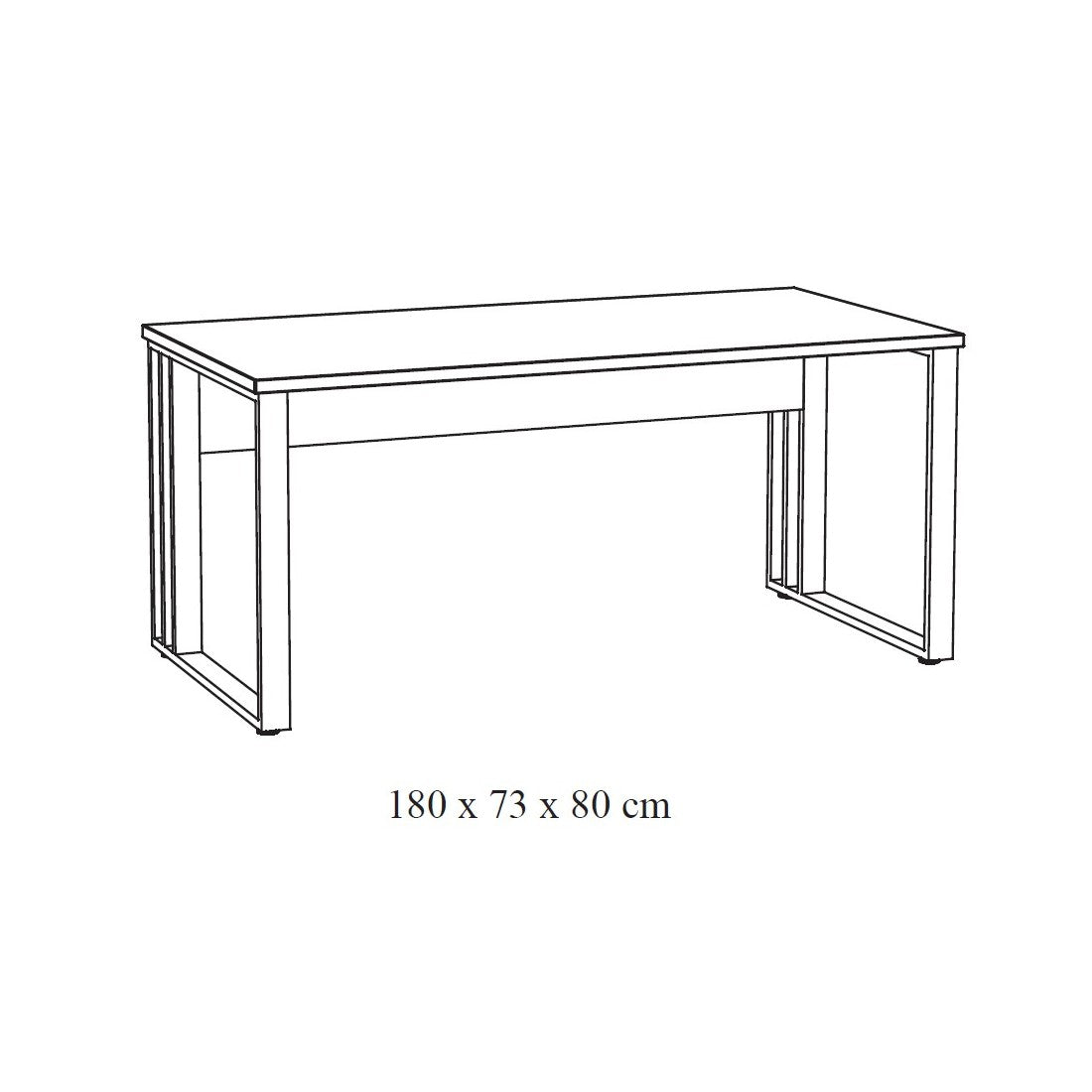 Scrivania professionale 180cm colori rovere grezzo e nero collezione YUKON