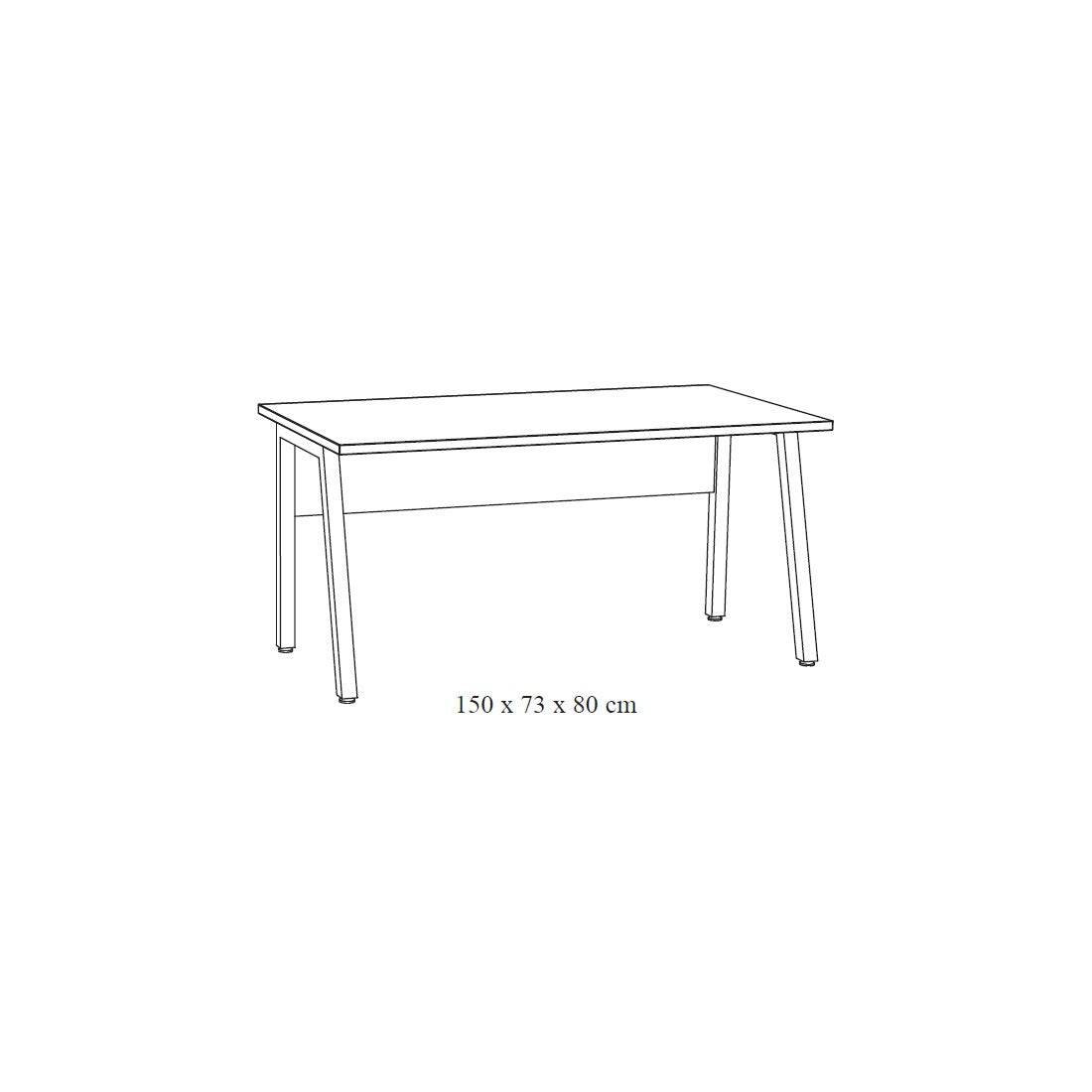 Scrivania professionale retta 150cm – Collezione SOON – Colori Bianco Opaco e Nero