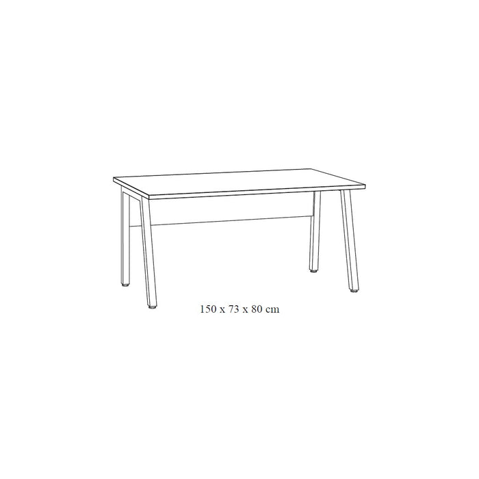 Scrivania professionale rettangolare 150 cm in colore rovere invecchiato e nero, collezione SOON.