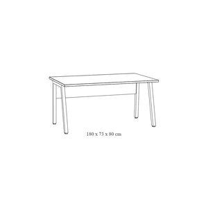 Scrivania professionale retta 180cm in quercia grigia Sherman e nero - Collezione SOON