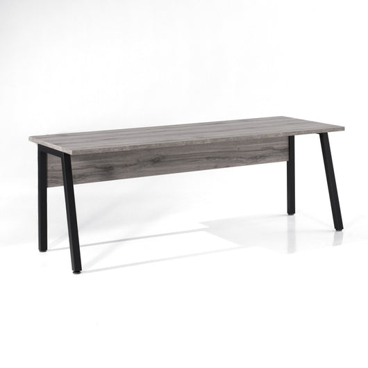 Scrivania professionale retta 200cm in quercia grigia Sherman e nero - Collezione SOON