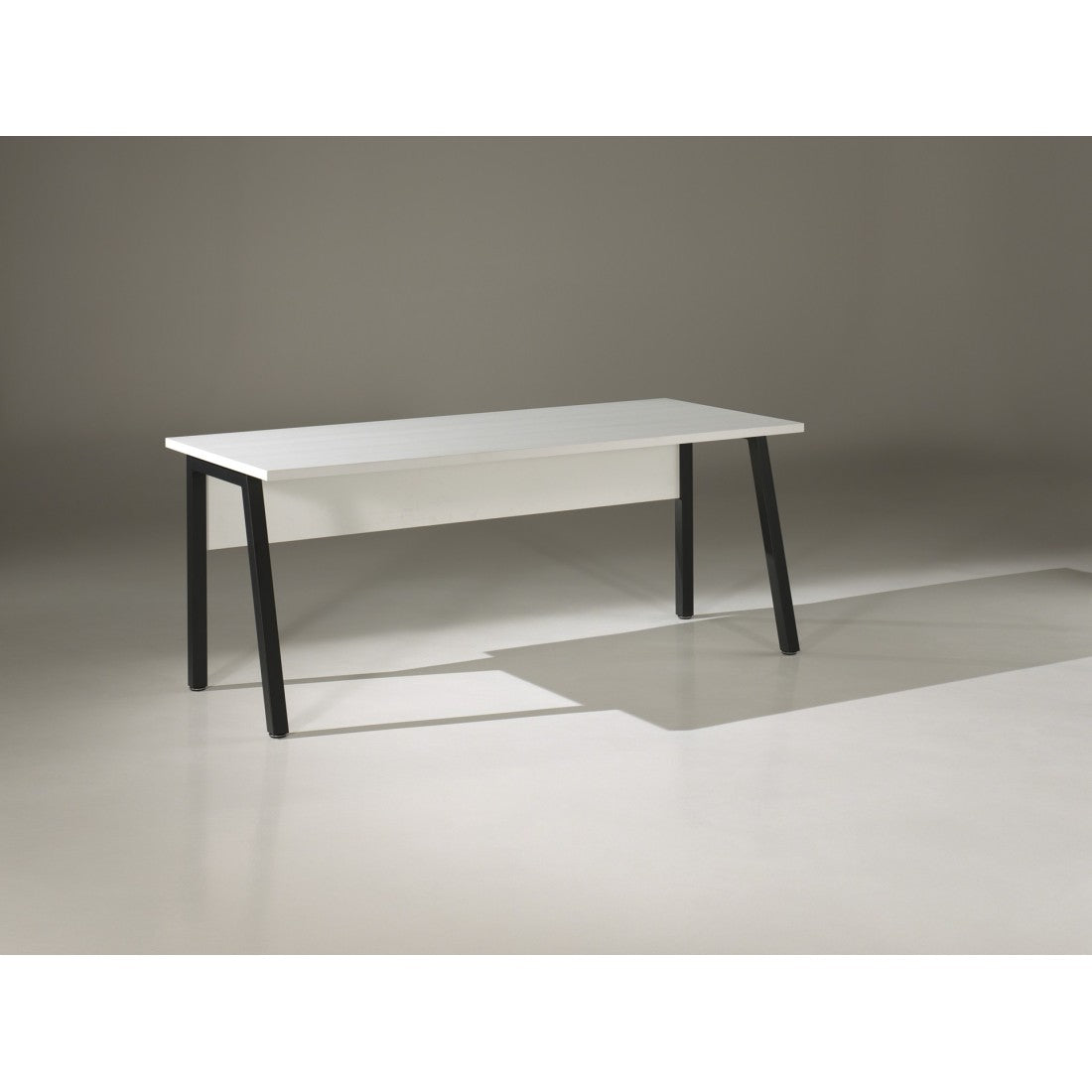 Scrivania professionale retta 200 cm - Collezione SOON - Colori Bianco Opaco e Nero