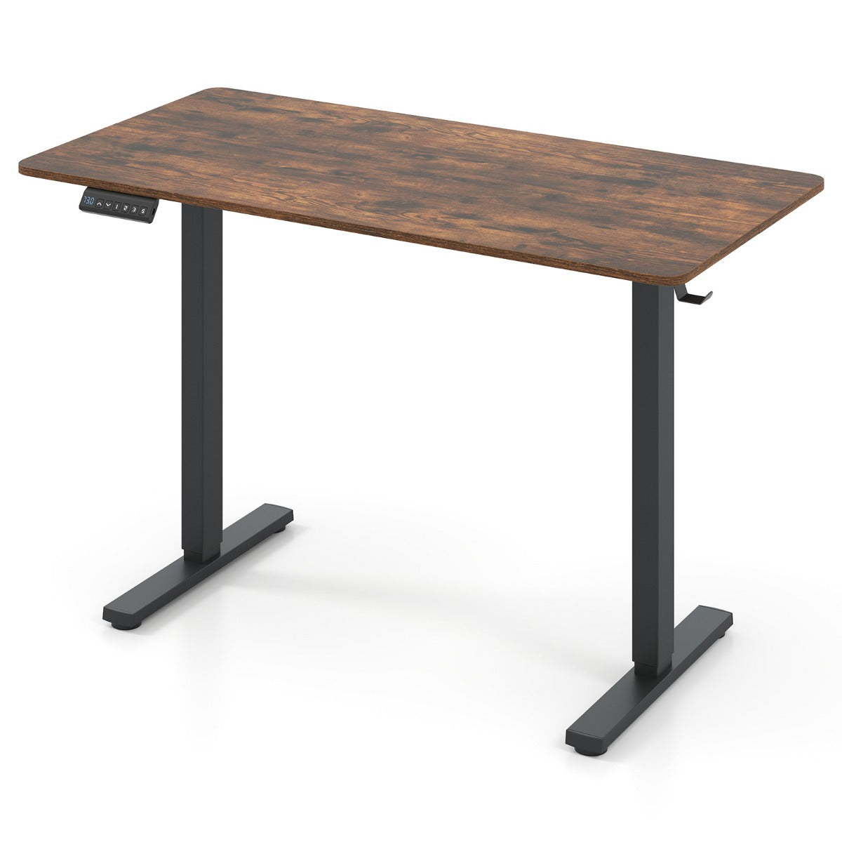 Scrivania ergonomica elettrica sit-stand 120 x 60 x 73-118 cm altezza regolabile 3 posizioni di memoria design rustico legno lavorato marrone 20_0015772