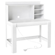 Scrivania per computer con libreria 108 x 60 x 75 cm con presa di corrente integrata e ripiani moderni in MDF bianco 20_0015638