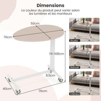 Scrivania mobile sit-stand scrivania con rotelle regolabile in altezza con cilindro pneumatico scrivania con ruote bloccabili rosa bianco 20_0007965