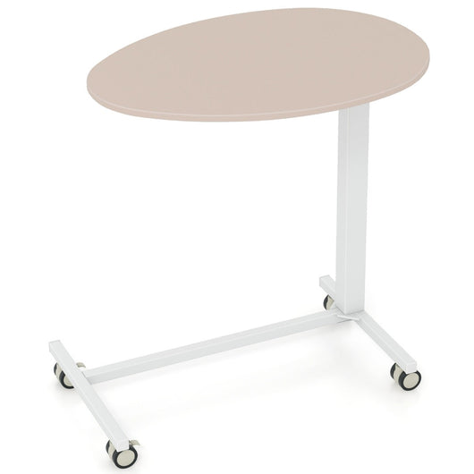 Scrivania mobile sit-stand scrivania con rotelle regolabile in altezza con cilindro pneumatico scrivania con ruote bloccabili rosa bianco 20_0007965