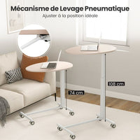 Scrivania mobile sit-stand scrivania con rotelle regolabile in altezza con cilindro pneumatico scrivania con ruote bloccabili rosa bianco 20_0007965