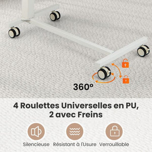 Scrivania mobile sit-stand scrivania con rotelle regolabile in altezza con cilindro pneumatico scrivania con ruote bloccabili rosa bianco 20_0007965