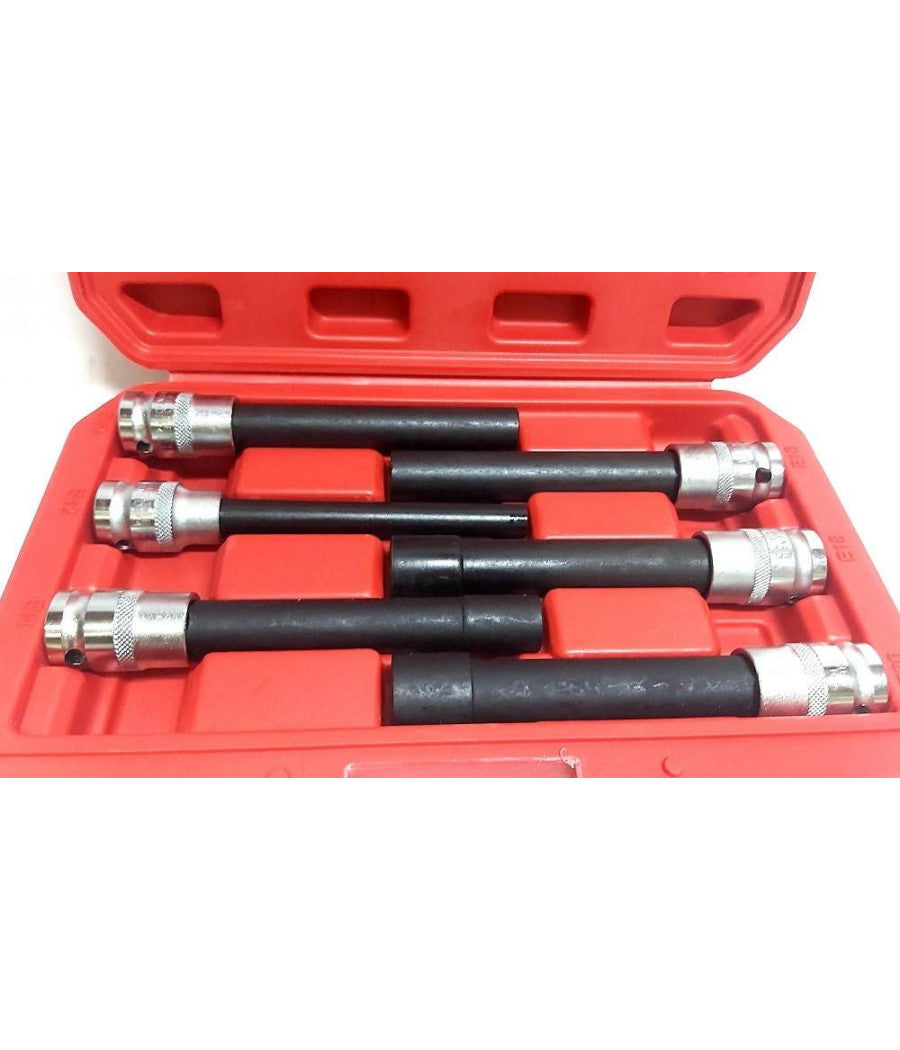 Bussola Chiavi Torx Femmina Set Lunghi E10-e20 Testa Cilindro Attacco 1/2 Quadro         