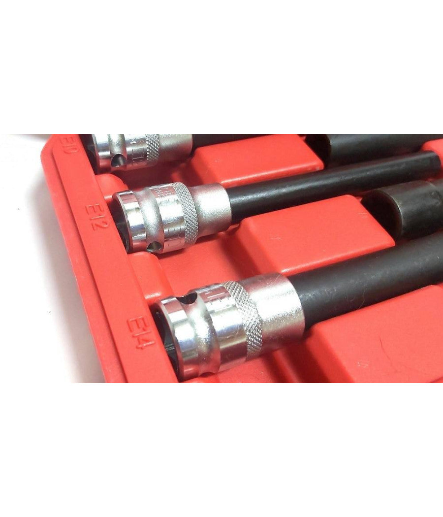 Bussola Chiavi Torx Femmina Set Lunghi E10-e20 Testa Cilindro Attacco 1/2 Quadro         