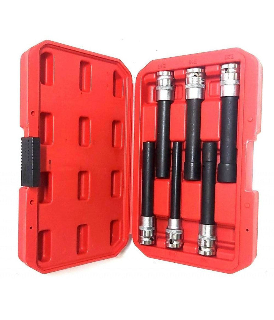 Bussola Chiavi Torx Femmina Set Lunghi E10-e20 Testa Cilindro Attacco 1/2 Quadro         