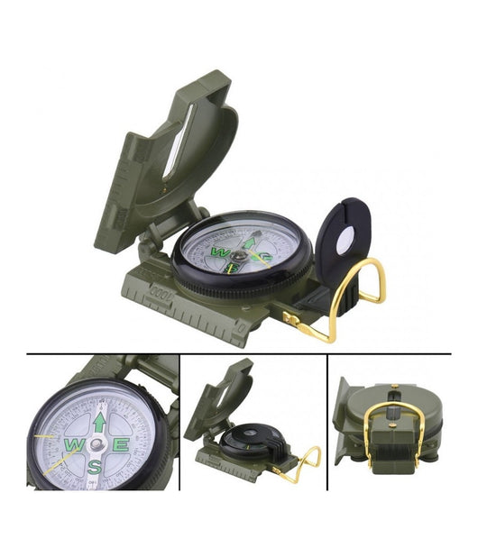 Bussola In Metallo Con Lente Puntatore Campeggi Righello Orientamento Escursioni Viaggi         
