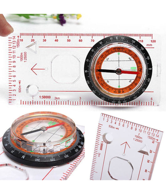 Bussola Ingrandimento Righello Scala Da Cartografia Orientamento Nautica Camping         