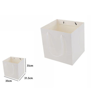 Busta Buste Borsa Da Regalo Bianca 33 X 31,5 X 35 Cm Con Manici In Corda 69248         