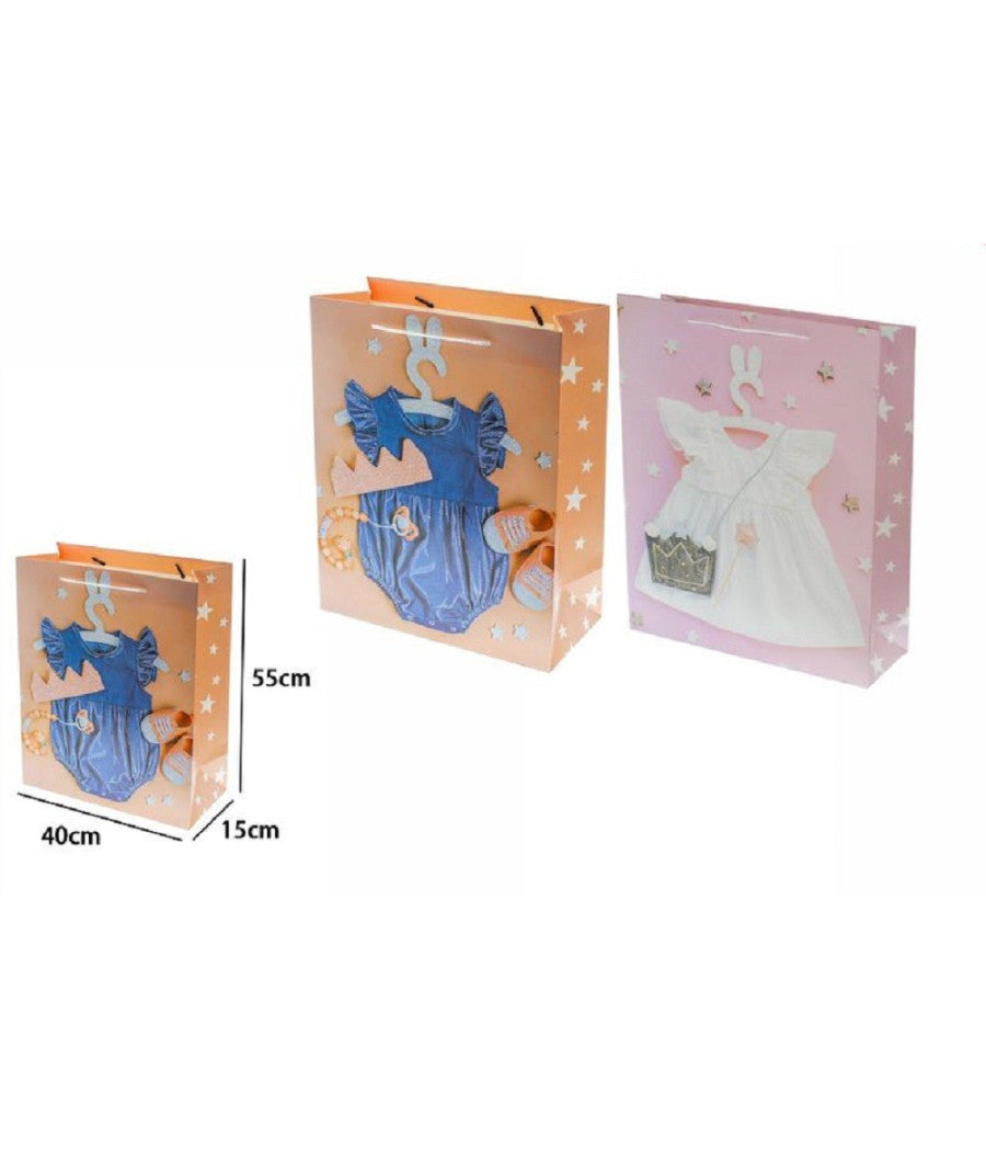 Busta Buste Borsa Da Regalo Nascita Compleanno Bimba 55x40x15 Cm 69976 2 Modelli         