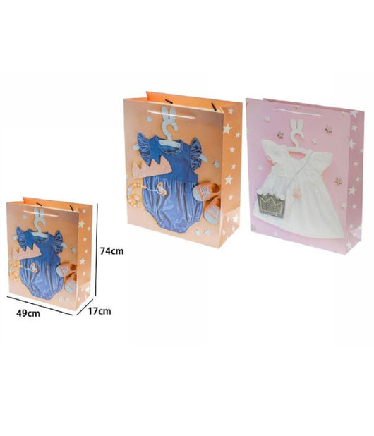 Busta Buste Borsa Da Regalo Nascita Compleanno Bimba 74x49x17cm 69977 2 Modelli         