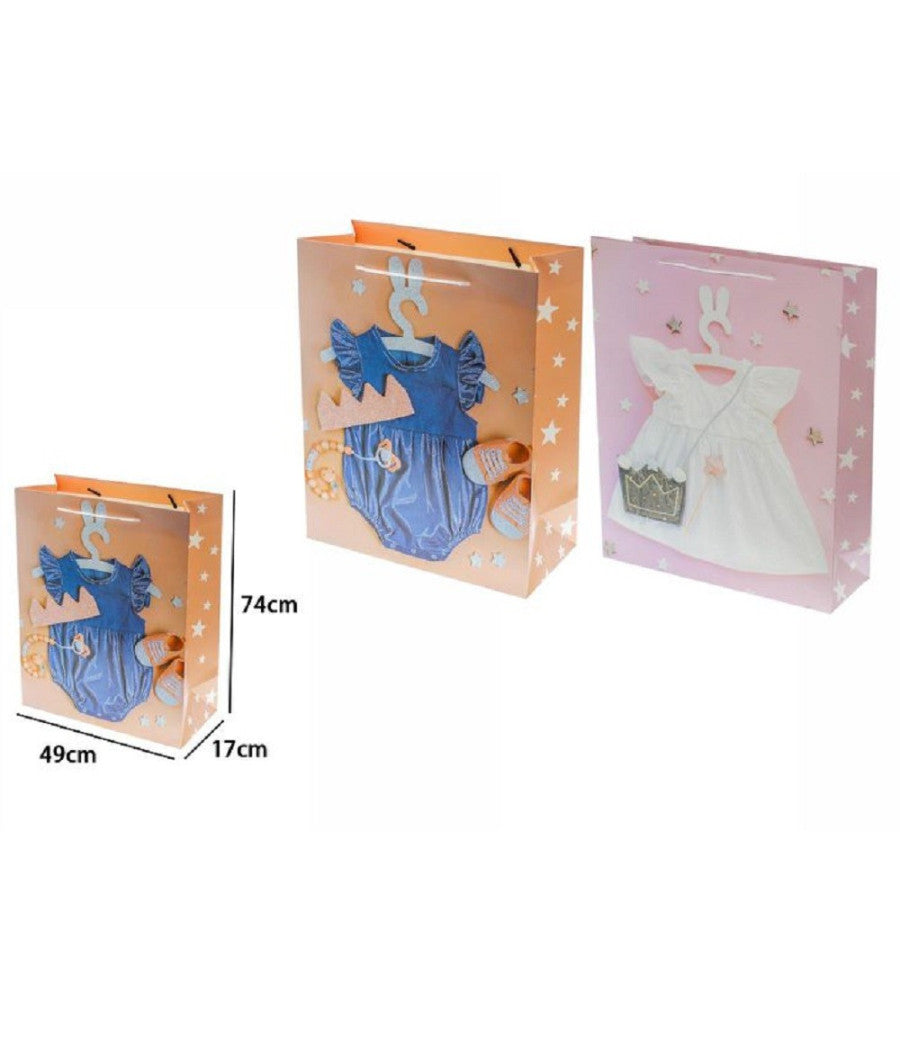 Busta Buste Borsa Da Regalo Nascita Compleanno Bimba 74x49x17cm 69977 2 Modelli         