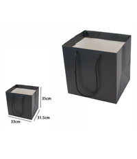 Busta Buste Borsa Da Regalo Nera 33 X 31,5 X 35 Cm Con Manici In Corda 69244         