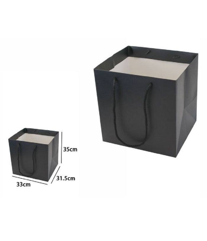Busta Buste Borsa Da Regalo Nera 33 X 31,5 X 35 Cm Con Manici In Corda 69244         