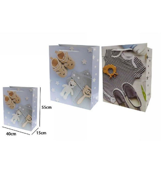 Busta Buste Borsa Regalo Compleanno Nascita Maschio 50x40x15 Cm 69981 2 Modelli         