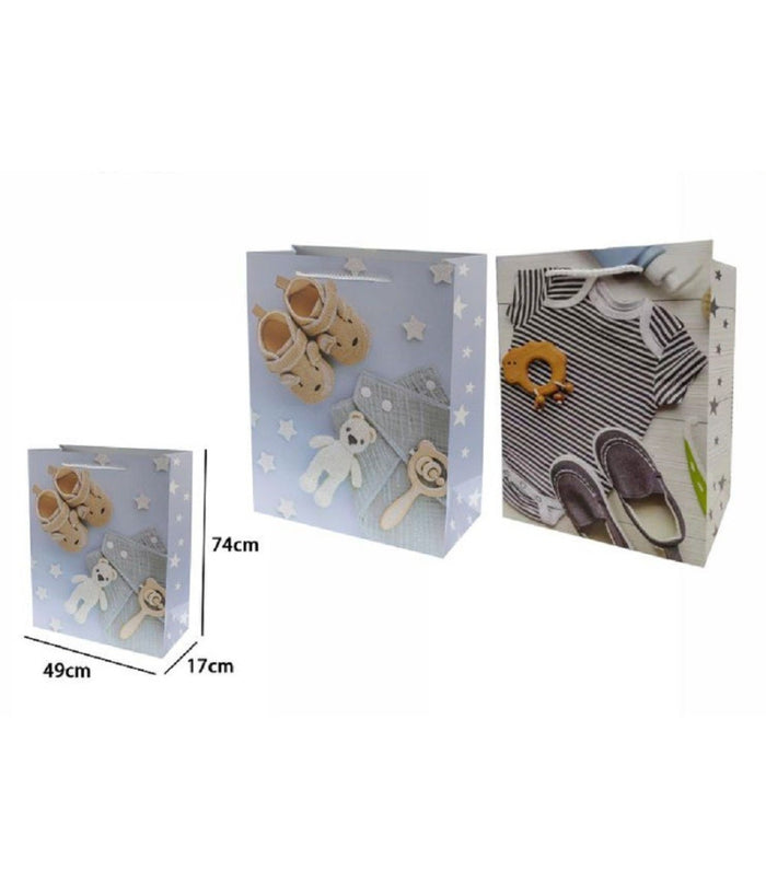 Busta Buste Borsa Regalo Compleanno Nascita Maschio 74x49x17 Cm 69982 2 Modelli         