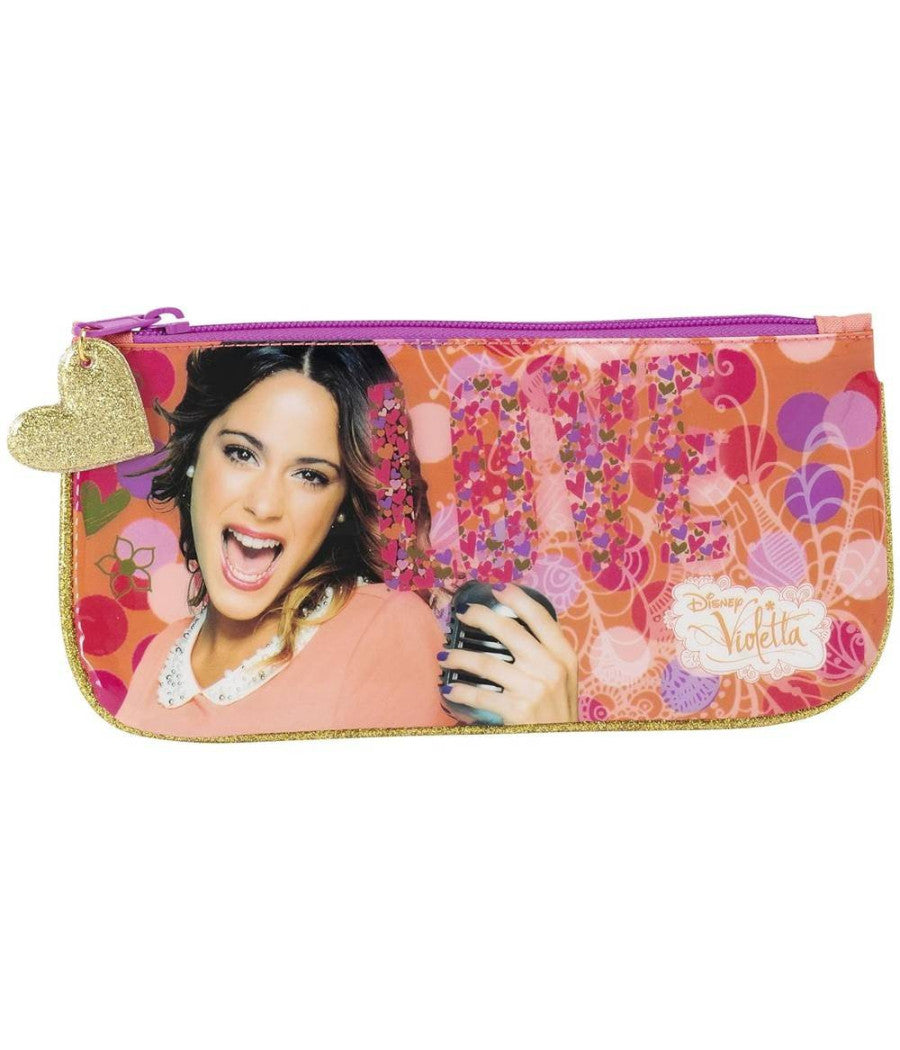 Bustina Portapenne Porta Penne Violetta Disney Astuccio Con Zip 23x11cm         