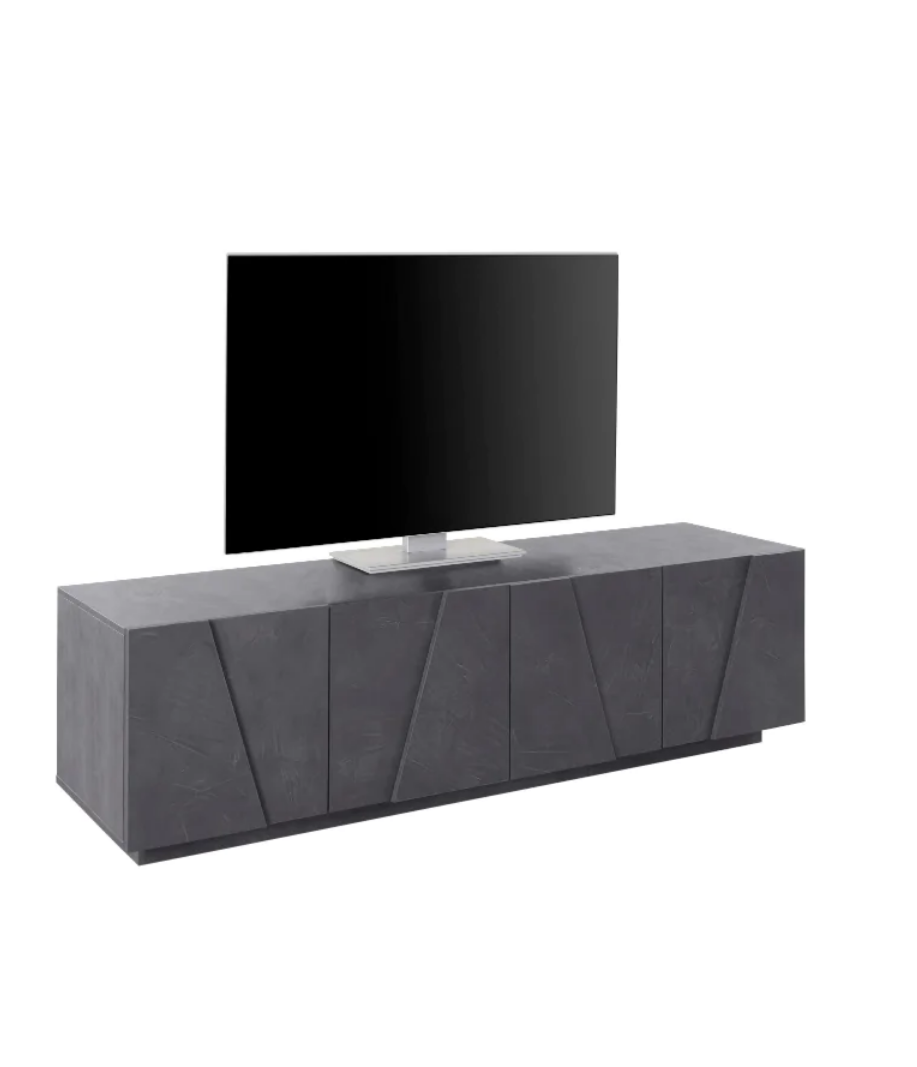  Mobile porta Tv a 4 ante con disegni geometrici in finitura Ardesia  ZTCA70343869 