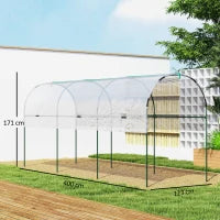 Serra da Giardino, Serra per Pomodori con 4 Archi in Acciaio, Copertura in PVC, 4 x 1.23 x 1.71 m, Trasparente