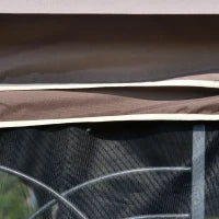 Gazebo da Giardino 3x3m con Zanzariera e Tetto a 2 Livelli, Mensole Laterali e Ganci, Caffè
