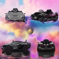 Macchina Elettrica per Bambini 3-5 Anni Lamborghini 12V con Telecomando e Velocità 3-5km/h, Nero