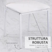 Set 4 Sedie Imbottite per Sala da Pranzo con Rivestimento in Similpelle, 41x50x91cm - Bianco