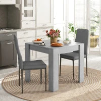 Set da Pranzo 3 Pezzi con Tavolo da Cucina 80x80x76 cm e 2 Sedie Moderne 41x50x97 cm, Grigio