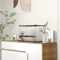 Terrario in Vetro per Rettili, Fondo Rialzato e Impermeabile, Chiusura a Scatto