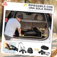 Passeggino per Cani 3 in 1 Pieghevole con Borsa Trasportino e Cestino Inferiore, Grigio