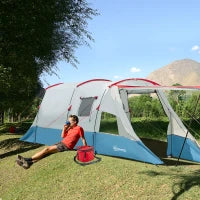 Tenda da Campeggio, per 6-8 Persone, Due Stanze, Gancio per Lanterna, con Borsa, 5,10x2,40x1,80m, Blu
