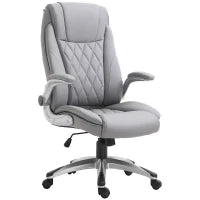 Sedia da Ufficio Ergonomica con Imbottitura, Altezza Regolabile e 5 Ruote, 70x71x113-121 cm, Grigio