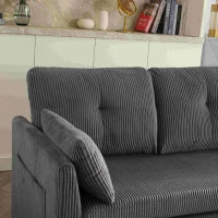 Divano Componibile a L in Velluto, Divano letto reclinabile estraibile convertibile, con sedili portaoggetti, Grigio Scuro