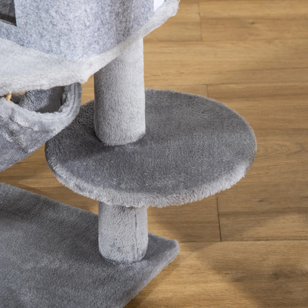 Letto per Gatti con Tiragraffi, Casetta, Amaca ¨C Zephmum ¨C Grigio, Legno, 48x48x107 cm
