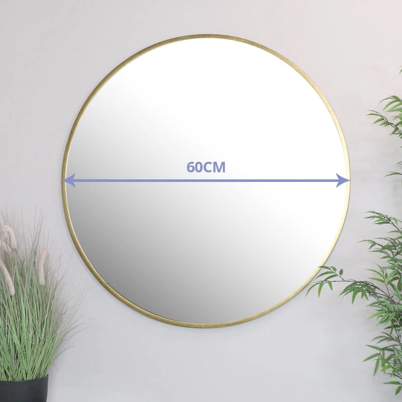 SPECCHIO Valora 60CM CON CORNICE ORO Rotondo in Metallo Design Scandinavo