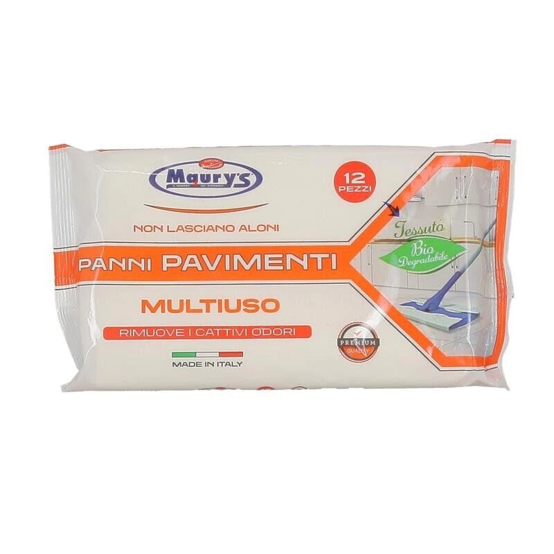 MAURY'S SALVIETTE PANNI PAVIMENTI 12 PZ TESSUTO BIODEGRADABILE RIMUOVE CATTIVI ODORI